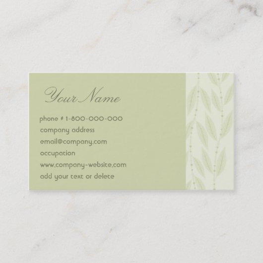 Carte de visite floral de vigne (Devant)