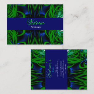 Carte De Visite Floral Designer Blue & Green Design
