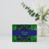 Carte De Visite Floral Designer Blue & Green Design (Debout devant)