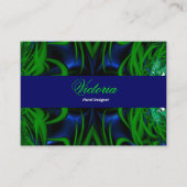 Carte De Visite Floral Designer Blue & Green Design (Devant)