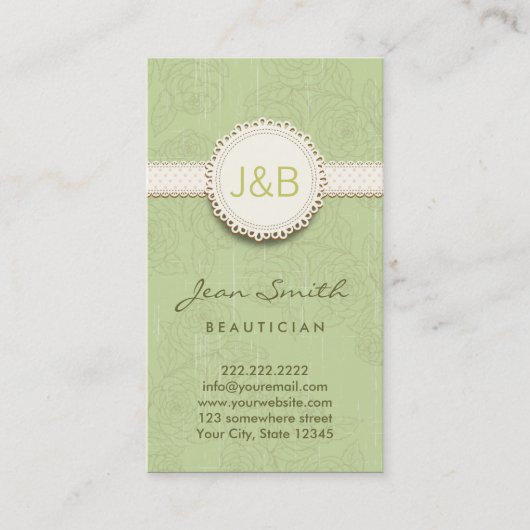 Carte de visite floral d'esthéticien de dentelle (Devant)
