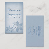 Carte de visite floral dévêtu, bleu clair (Devant / Derrière)