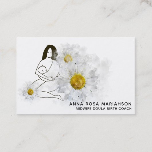 Carte De Visite *~* Floral Doula Naissance d'une sage-femme Grosse (Devant)