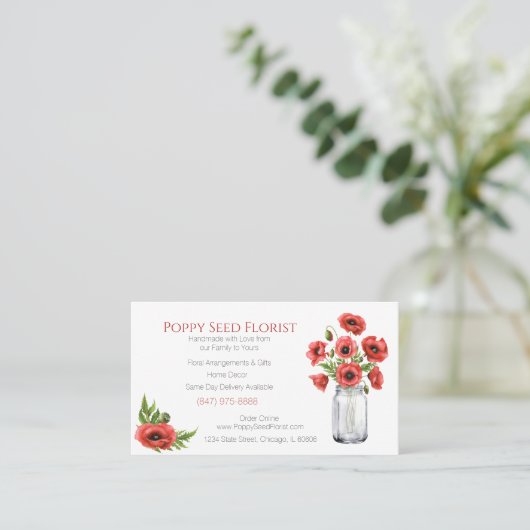 Carte de visite floral du pavot (Debout devant)