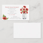 Carte de visite floral du pavot (Devant / Derrière)
