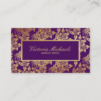 Carte de visite floral élégant de prune et d'or