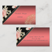 Carte De Visite Floral Élégant, dentelle, (Devant / Derrière)