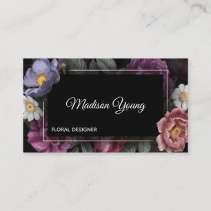 Carte De Visite Floral élégant foncé