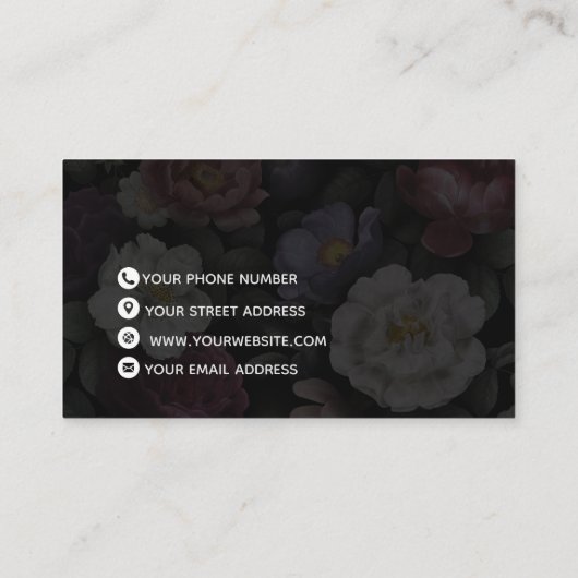 Carte De Visite Floral élégant foncé (Dos)