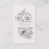 Carte de visite Floral Élégant Noir Et Blanc (Devant)