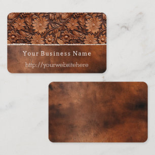 Carte De Visite Floral en cuir Brown occidental Faux