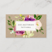 Carte De Visite Floral en floraison éclatante Kraft (Devant)