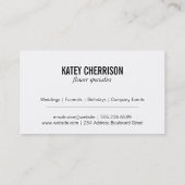 Carte De Visite Floral et étincelle (Dos)