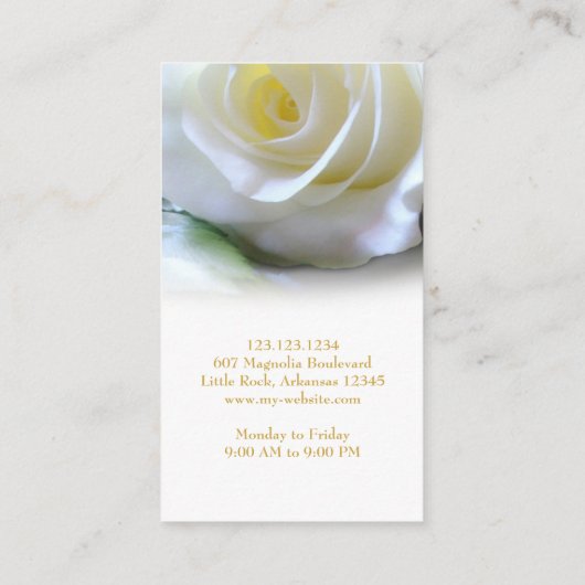 Carte De Visite Floral Event Planner Rose blanche (Dos)