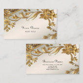 Carte de visite Floral Feuille Golden Wavy (Devant / Derrière)