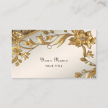 Carte de visite Floral Feuille Golden Wavy