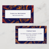 Carte De Visite Floral Feuille Orange de la marine moderne (Devant / Derrière)