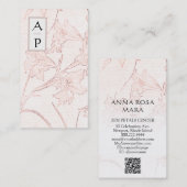 Carte De Visite *~* Floral Fleurs subtiles Couleur Rose QR Logo Ph (Devant / Derrière)