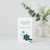 Carte de visite floral funky, Turquoise (Debout devant)