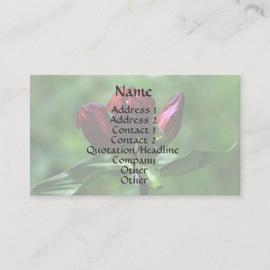 Carte de visite floral Gentien rouge (Devant)