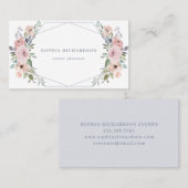 Carte De Visite Floral géométrique d'aquarelle poussiéreuse du (Devant / Derrière)