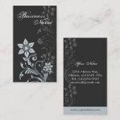 Carte de visite floral (gris bleu) (Devant / Derrière)