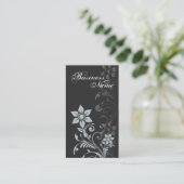 Carte de visite floral (gris bleu) (Debout devant)