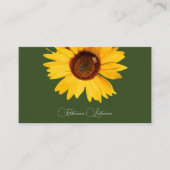 Carte De Visite Floral jaune tournesol abeille calligraphie vert f (Devant)