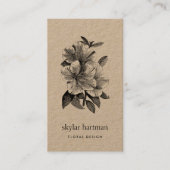 Carte De Visite Floral Kraft | vertical (Devant)