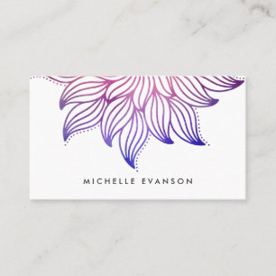 Carte De Visite Floral Mandala bleu et violet aquarelle Boho