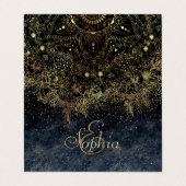 Carte De Visite Floral Mandala or bleu (Extérieur déplié)