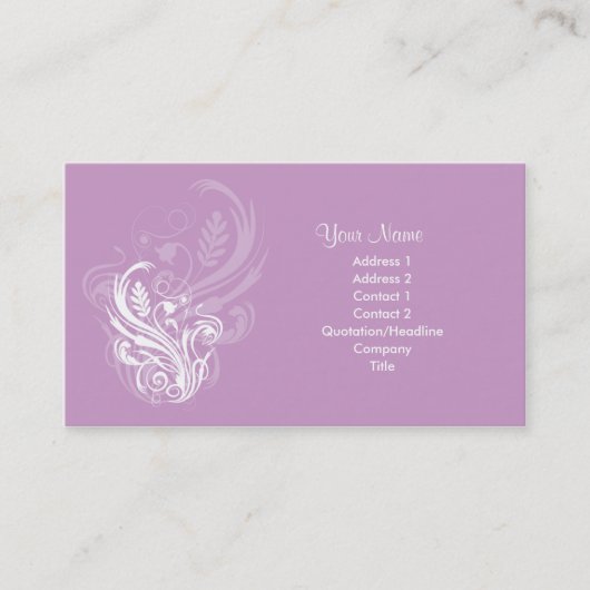 Carte de visite floral mauve (Devant)