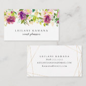 Carte De Visite Floral mauve d'aquarelle moderne (Devant / Derrière)