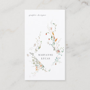 carte de visite floral minimal de prairie