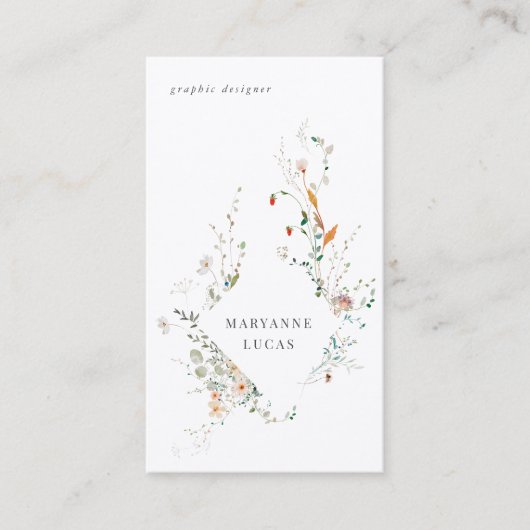 carte de visite floral minimal de prairie (Devant)