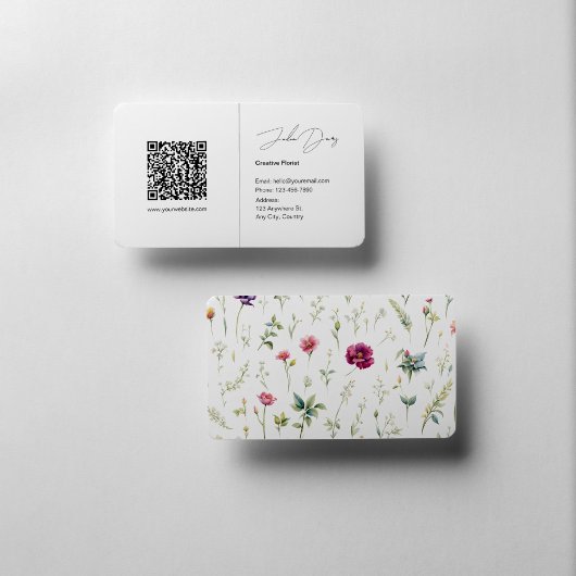 Carte de visite floral minimaliste