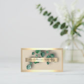 Carte De Visite Floral Mint Green Eucaliptus Gold Event Planner (Debout devant)