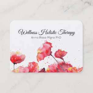 Carte De Visite *~* Floral Moderne Aquarelle Rouge Fleurs de pavot
