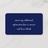 Carte De Visite Floral moderne bleu et blanc (Dos)