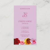 Carte De Visite Floral Moderne Élégant Monogramme Vertical Rose Ch (Dos)
