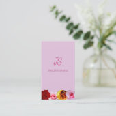 Carte De Visite Floral Moderne Élégant Monogramme Vertical Rose Ch (Debout devant)