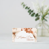 Carte De Visite Floral Moderne Élégante Feminine QR Code Or (Debout devant)