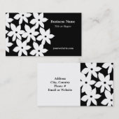 Carte De Visite Floral moderne noir et blanc (Devant / Derrière)