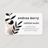 Carte De Visite Floral moderne noir et blanc (Devant)