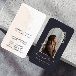 Carte De Visite Floral moderne Rose Beauté Arc photo noir