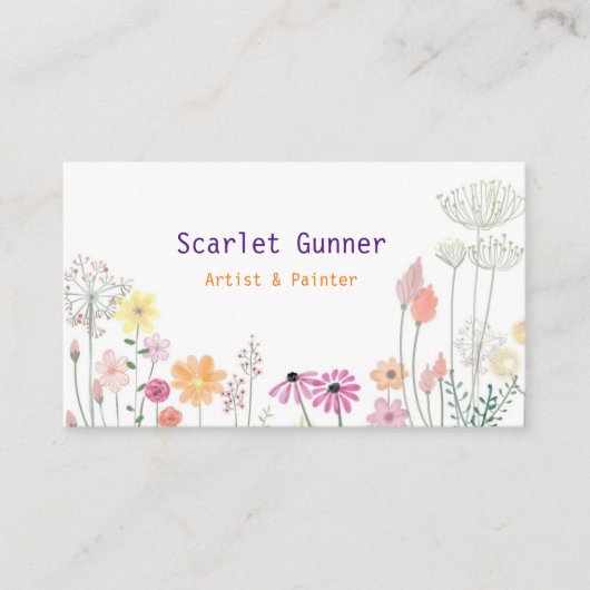 Carte de visite floral mou simple (Devant)