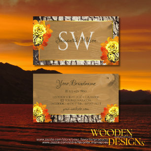 Carte De Visite Floral Nature Grain de bois Graine d'arbre rustiqu