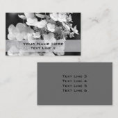 Carte de visite floral noir blanc Hydrangea (Devant / Derrière)