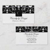 Carte de visite floral noir de damassé de Cassidy (Devant / Derrière)