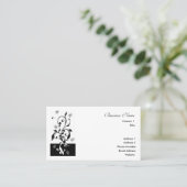 Carte de visite floral noir et blanc (Debout devant)